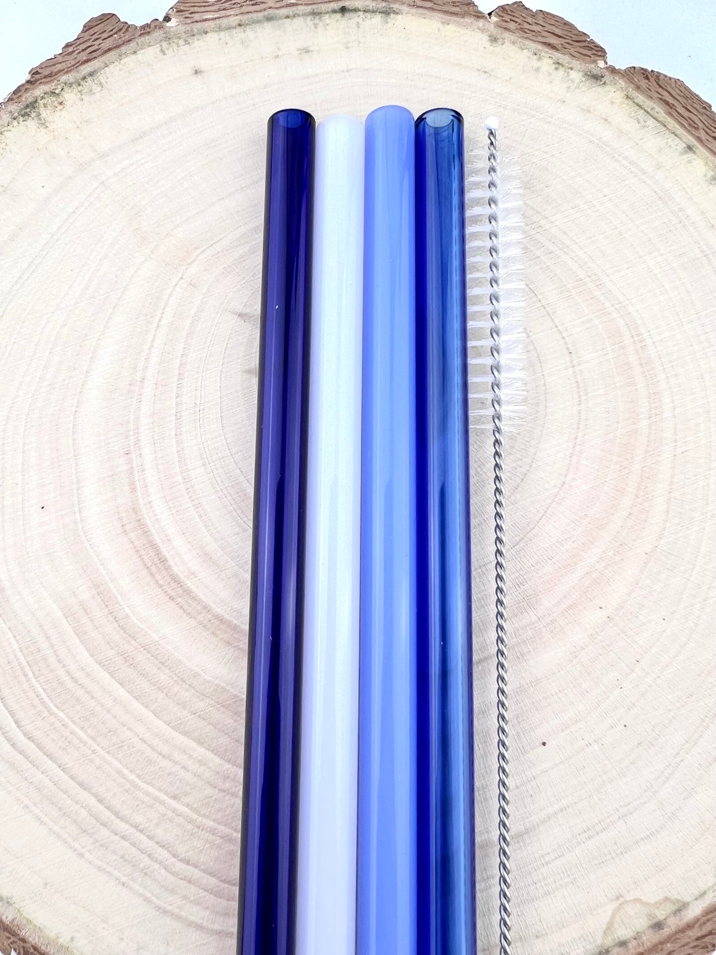 4 Pack of Blue Colored Glass Straws - Blue STRAW Pack | Reusable Straws | Blue Straws | Party Favors | Straw Party Pack | Straw Packs