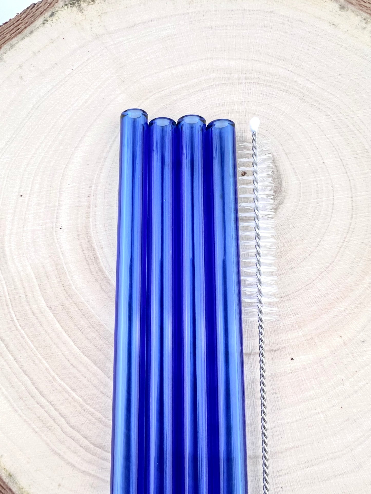 4 or 8 Pack of Light Blue Glass Straws - Blue STRAW Pack | Reusable Straws | Blue Straws | Party Favors | Straw Party Pack | Straw Packs