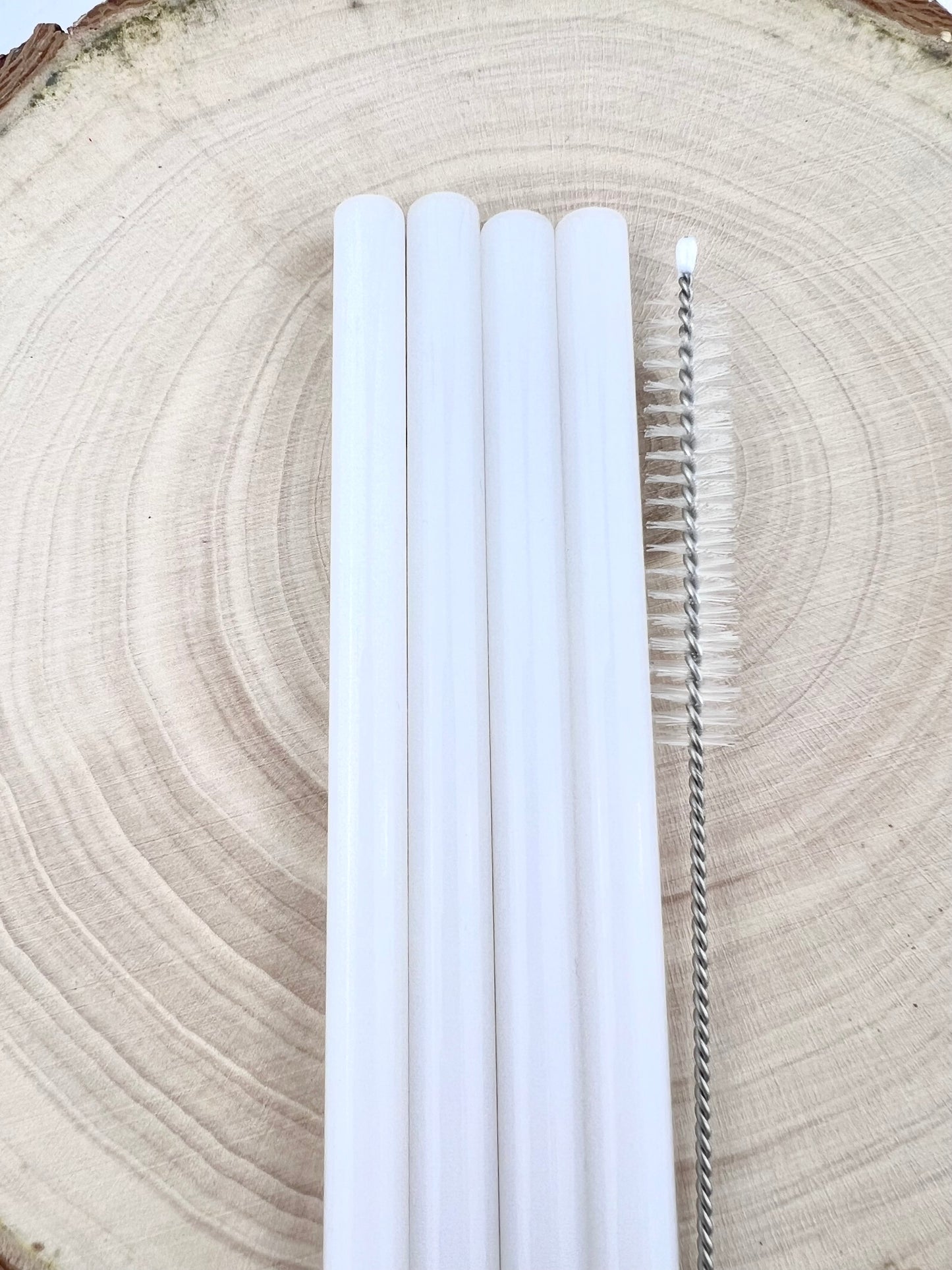 4 or 8 Pack of White Glass Straws - White STRAW Pack | Reusable Straws | White Straws | Party Favors | Straw Party Pack | Straw Packs