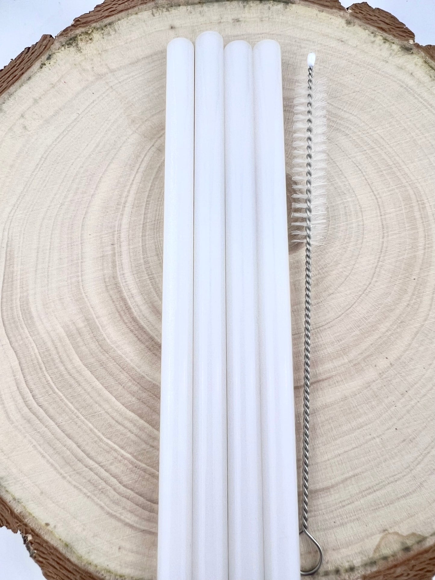 4 or 8 Pack of White Glass Straws - White STRAW Pack | Reusable Straws | White Straws | Party Favors | Straw Party Pack | Straw Packs
