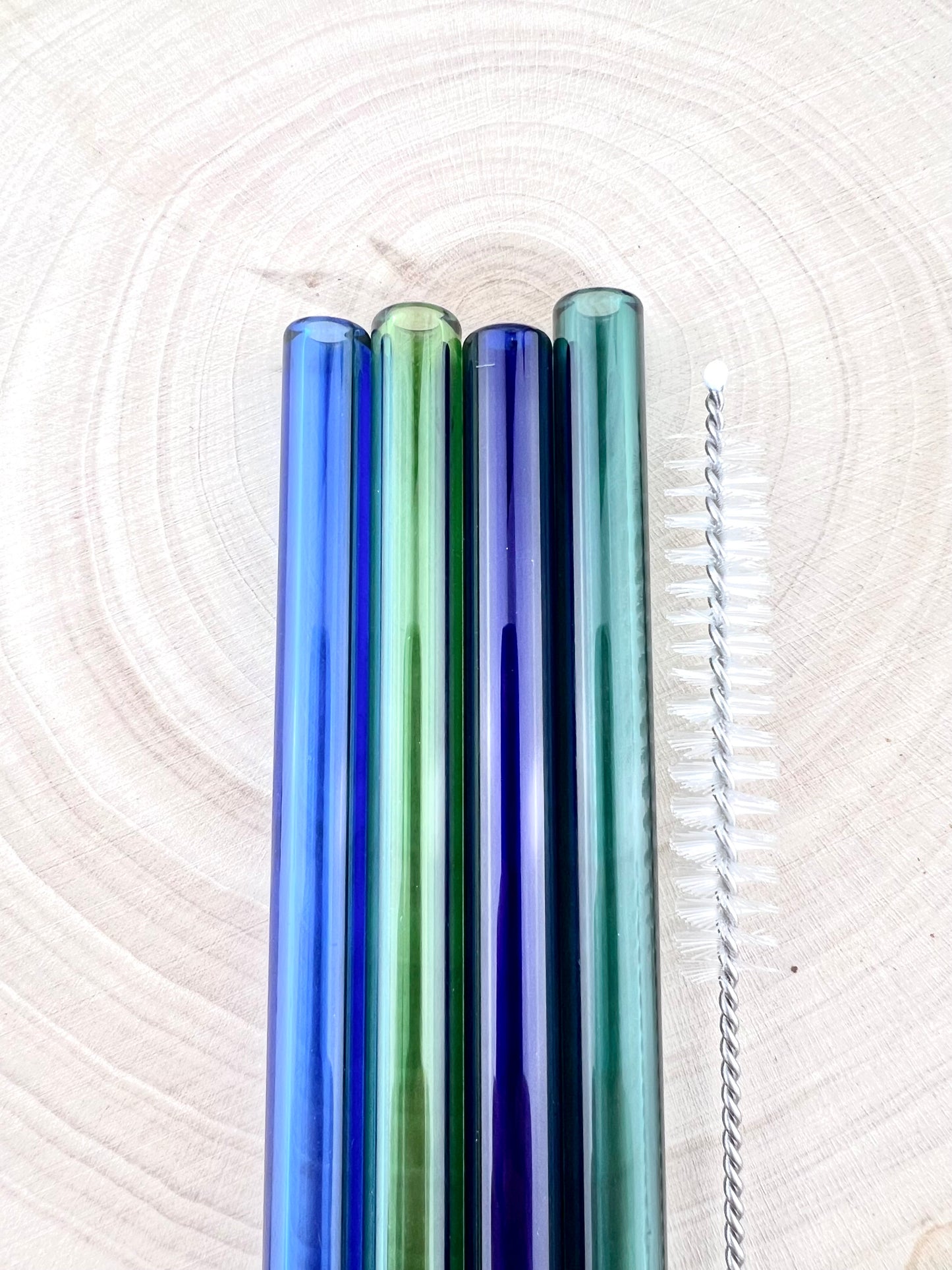 4 Pack of Ocean Colored Glass Straws - Ocean STRAW Pack | Reusable Straws | Ocean Straws | Party Favors | Straw Party Pack | Straw Packs