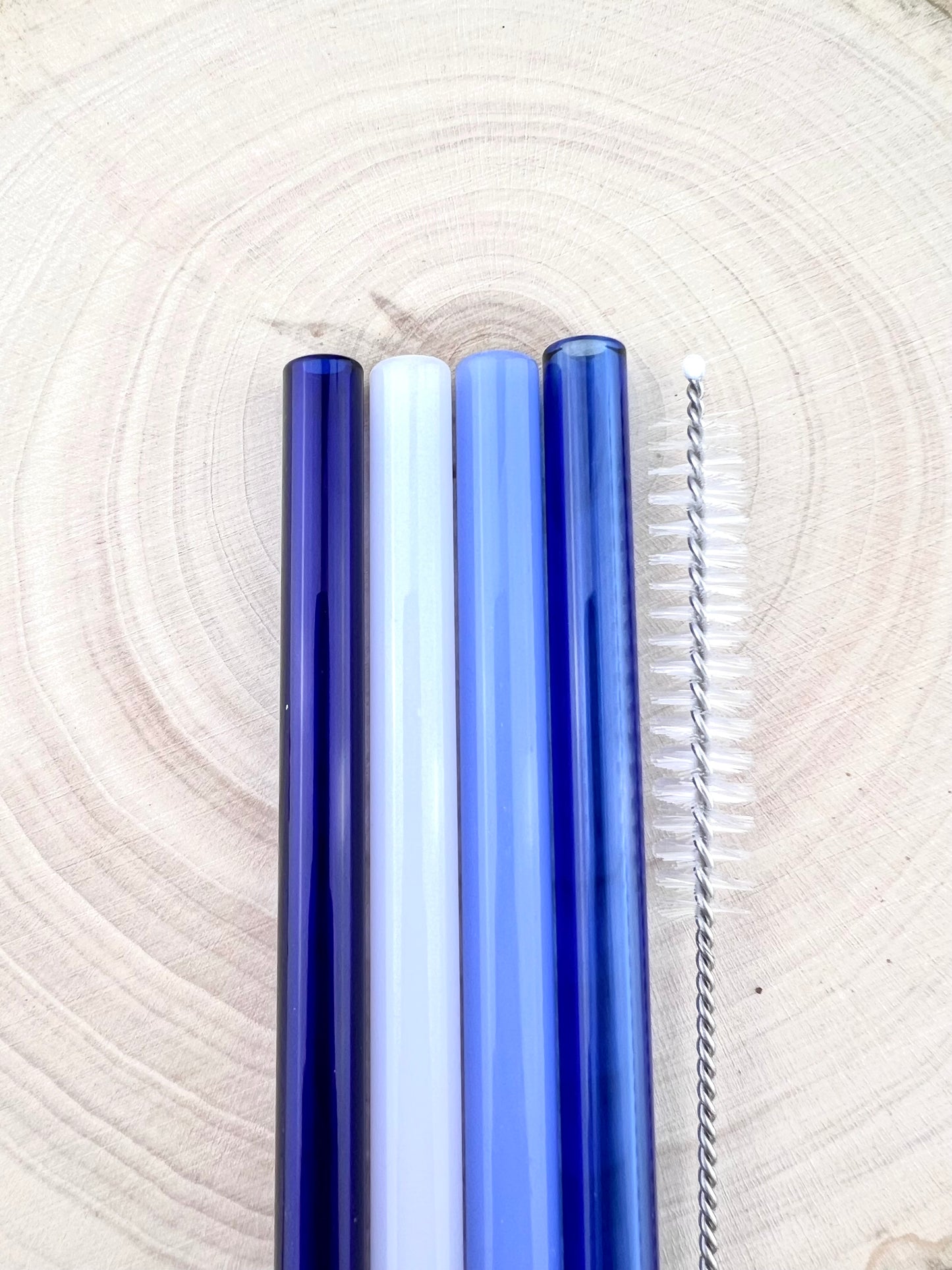4 Pack of Blue Colored Glass Straws - Blue STRAW Pack | Reusable Straws | Blue Straws | Party Favors | Straw Party Pack | Straw Packs