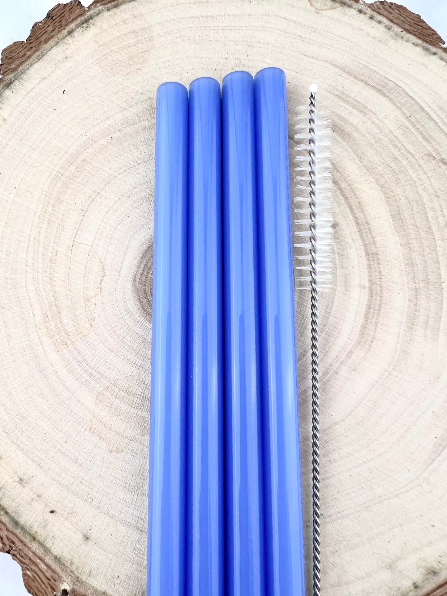 4 or 8 Pack of Milky Blue Glass Straws - Milky Blue STRAW Pack | Reusable Straws | Milky Blue Straws | Party Favors | Straw Party Pack | Straw Packs