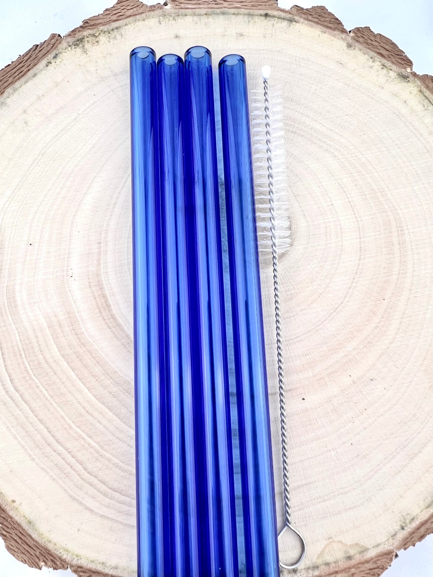 4 or 8 Pack of Light Blue Glass Straws - Blue STRAW Pack | Reusable Straws | Blue Straws | Party Favors | Straw Party Pack | Straw Packs