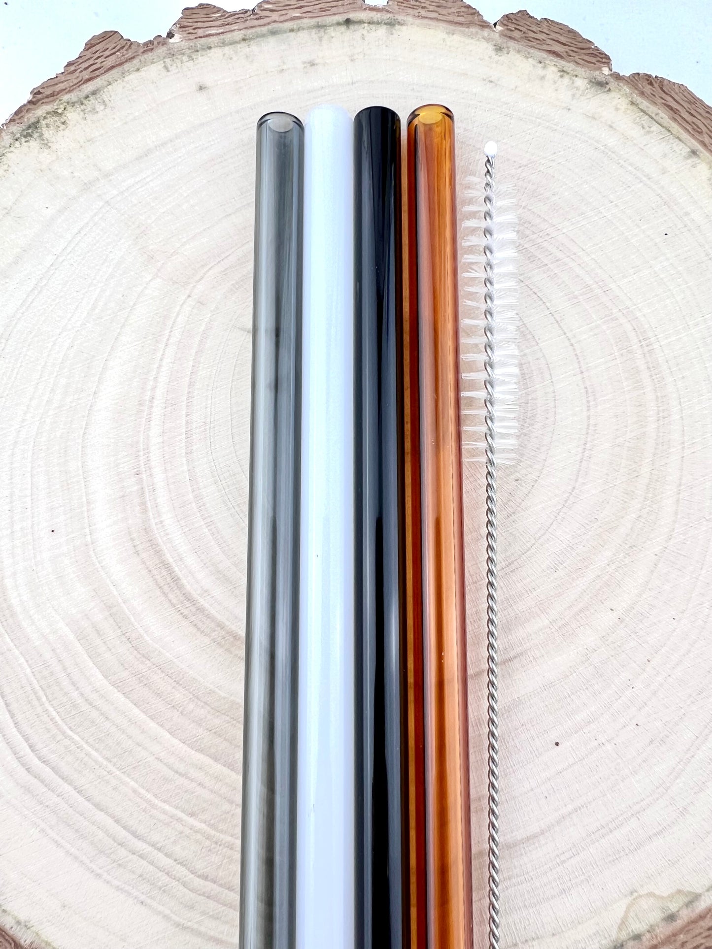 4 Pack of Neutral Colored Glass Straws - Neutral STRAW Pack | Reusable Straws | Neutral Straws | Party Favors | Straw Party Pack | Straw Packs