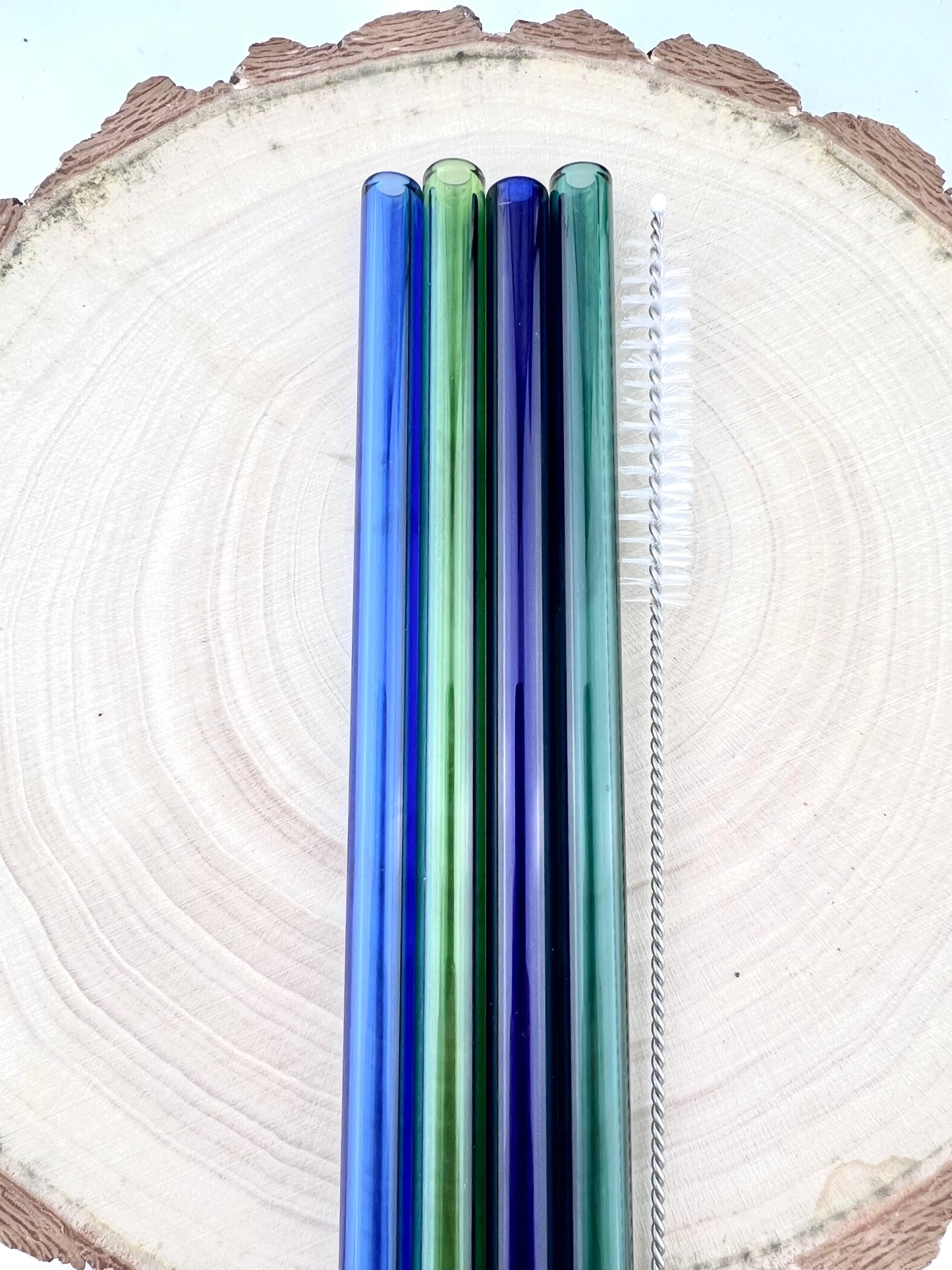 4 Pack of Ocean Colored Glass Straws - Ocean STRAW Pack | Reusable Straws | Ocean Straws | Party Favors | Straw Party Pack | Straw Packs