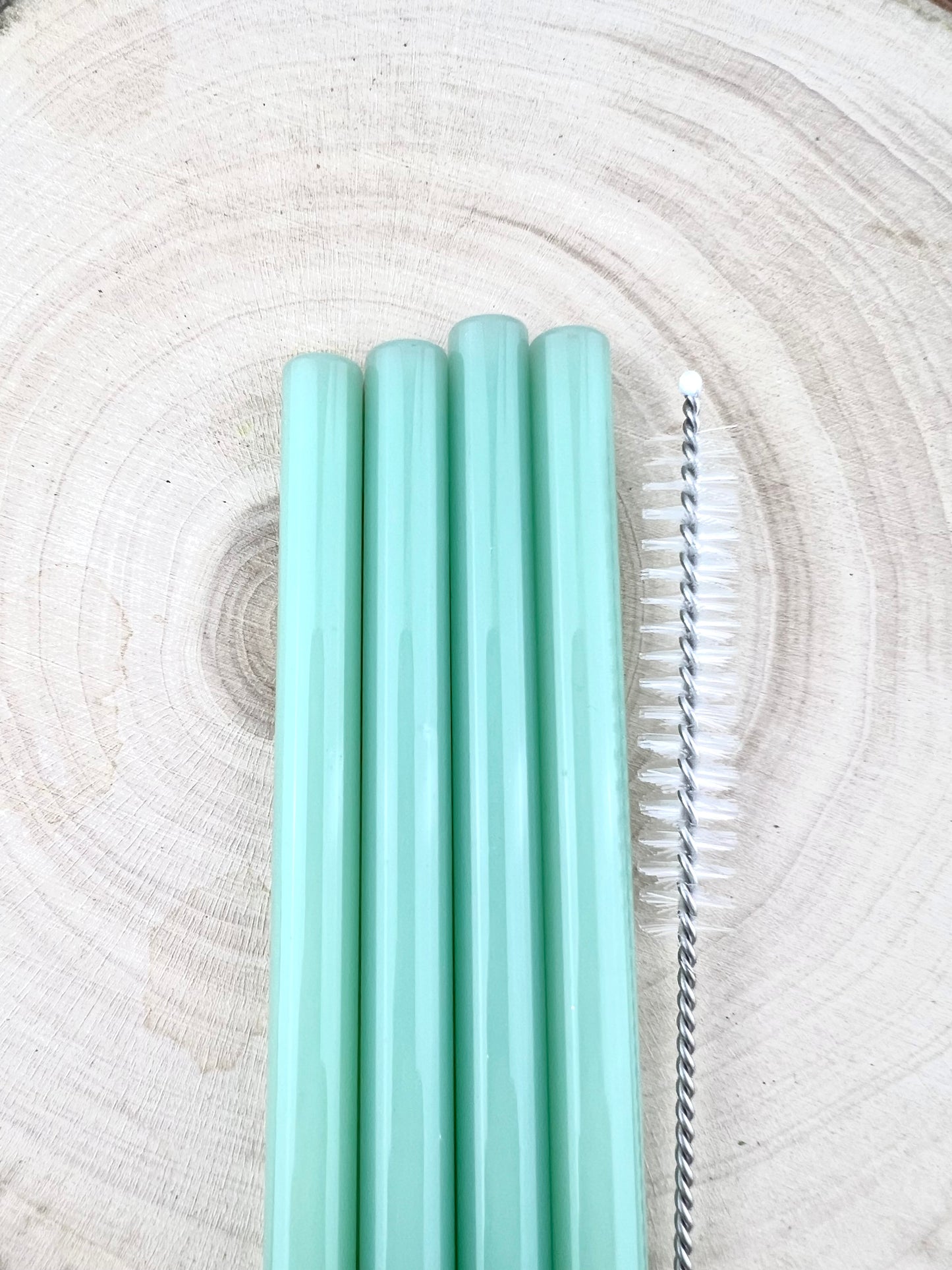 4 or 8 Pack of Mint Green Glass Straws - Mint Green STRAW Pack | Reusable Straws | Mint Green Straws | Party Favors | Straw Party Pack | Straw Packs