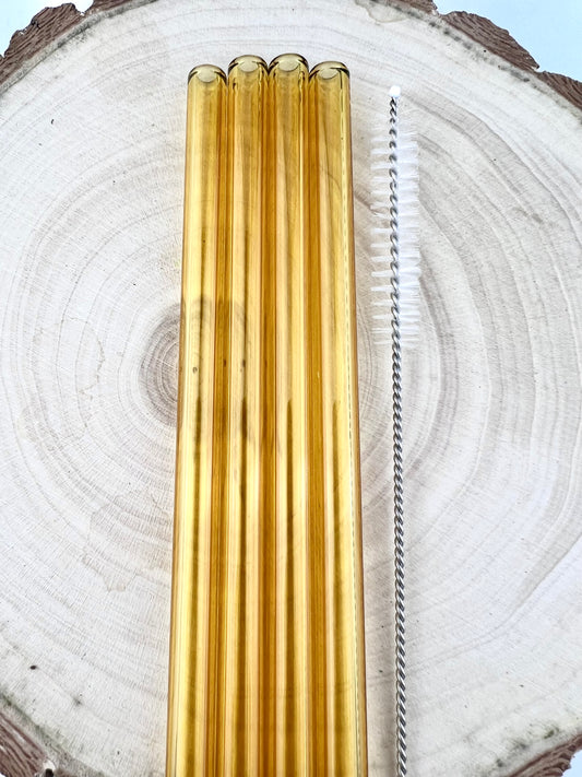 Yellow GLASS STRAW - Yellow Straws | Reusable Straws | Eco Friendly Straws | Tumbler Straws | Colored Straws | Glass Straws | Cocktail Straws