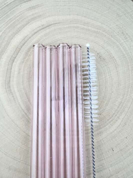 4 or 8 Pack of Pink Glass Straws - Pink STRAW Pack | Reusable Straws | Pink Straws | Party Favors | Straw Party Pack | Straw Packs